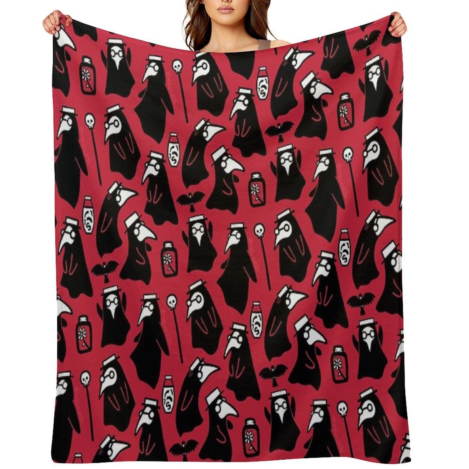 Plague Doctors Plush Throw Blanket