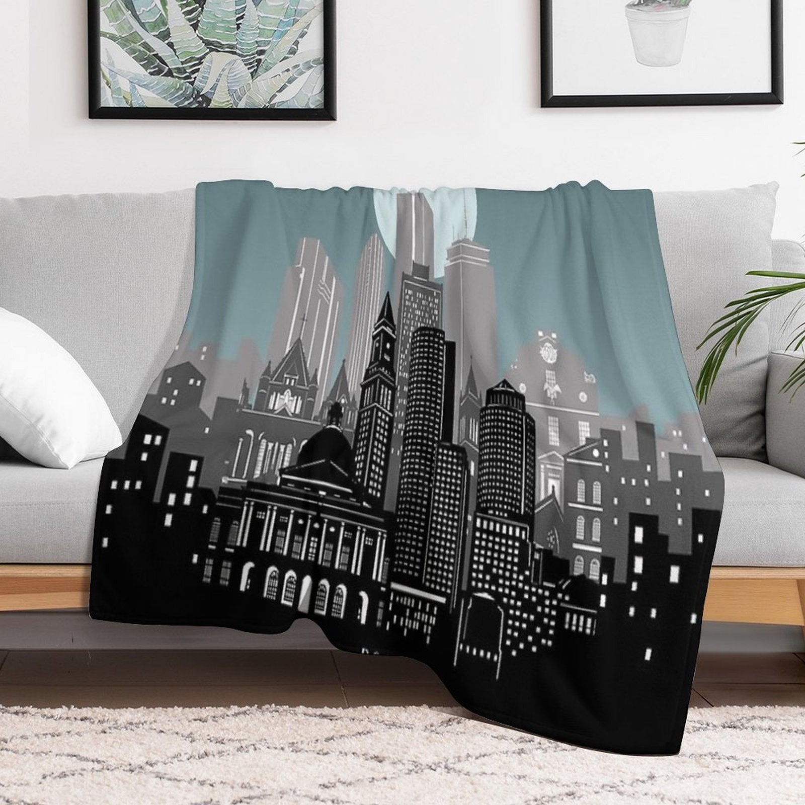 Boston Skyline Premium Throw Blanket