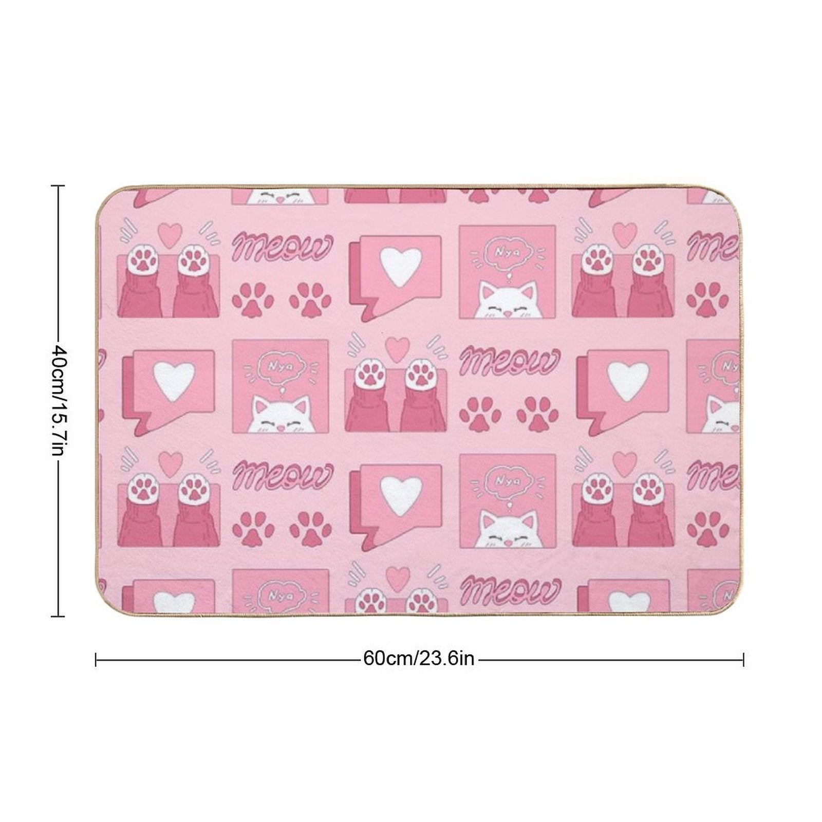 Cute Pink Cat Paws And Love  Multi-Purpose Bath Mat