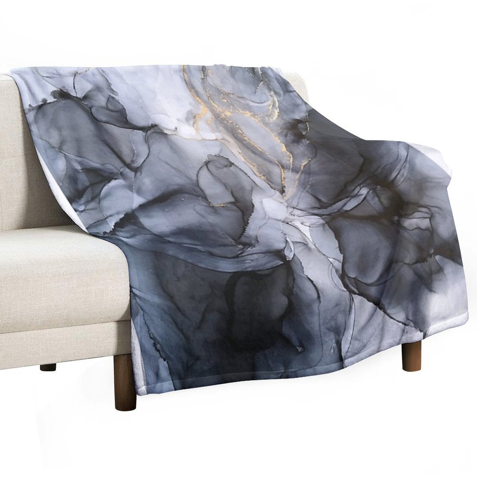 Calm But Dramatic Light Monochromatic Black & Grey Abstract Premium Throw Blanket