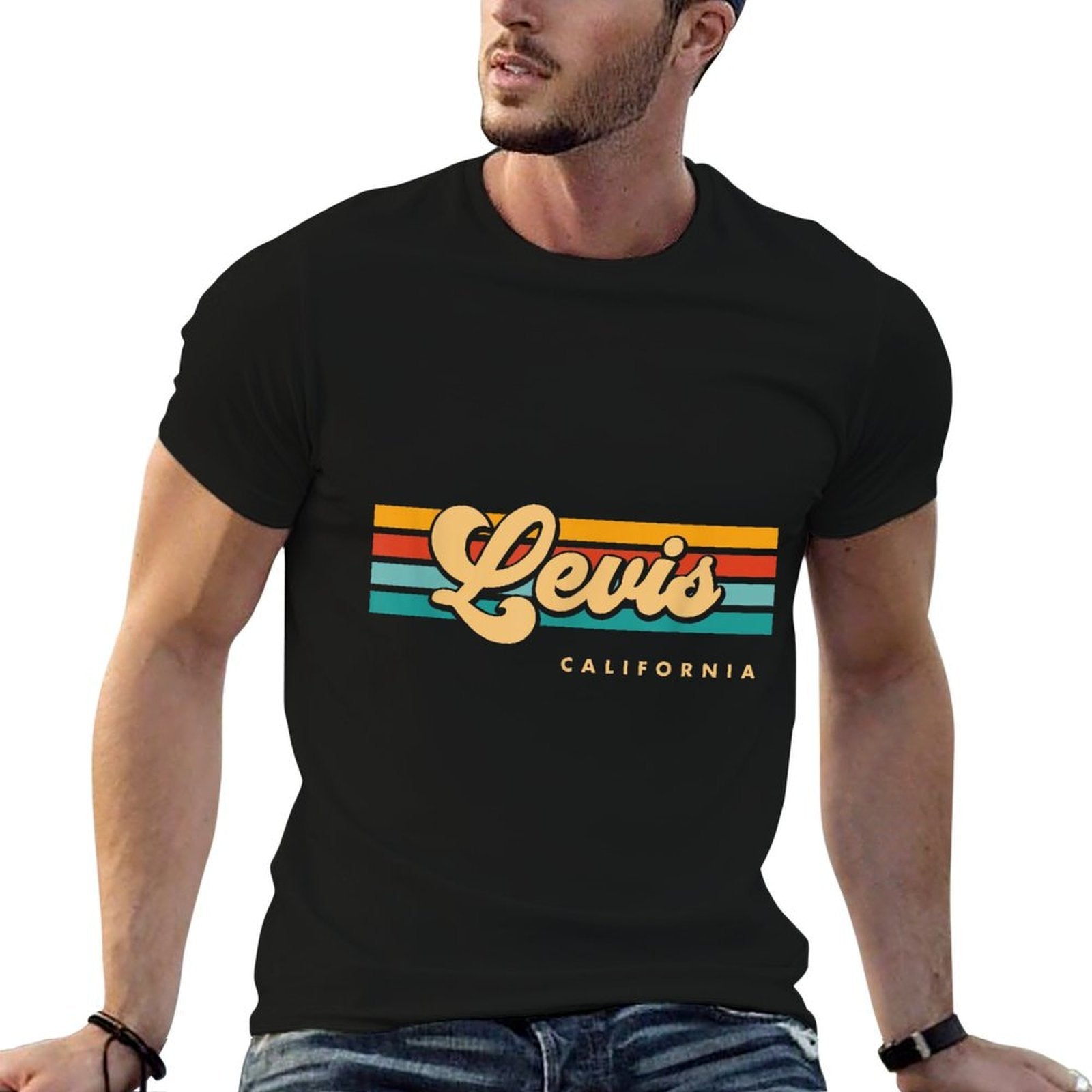 Vintage Sunset Stripes Levis, California  Graphic-printed T-Shirt