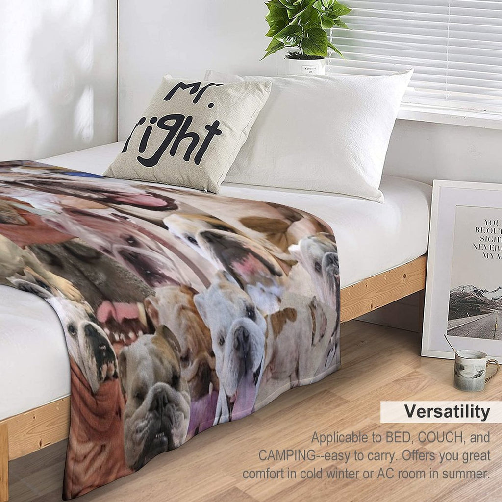 Mochi The English Bulldog Collage Comfort Throw Blanket