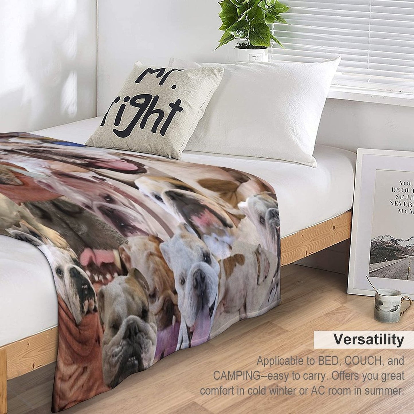Mochi The English Bulldog Collage Comfort Throw Blanket