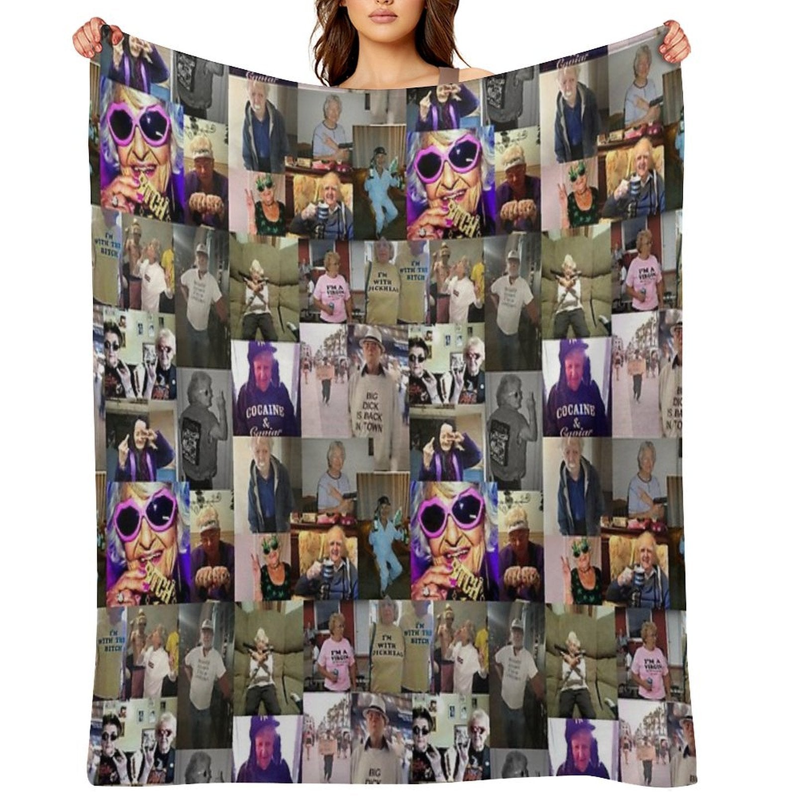 Funny Grandparents Aesthetic Collage Lightweight Throw Blanket