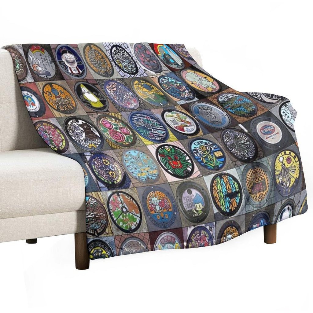 Japanese Manhole Covers Wrinkle-free Throw Blanket