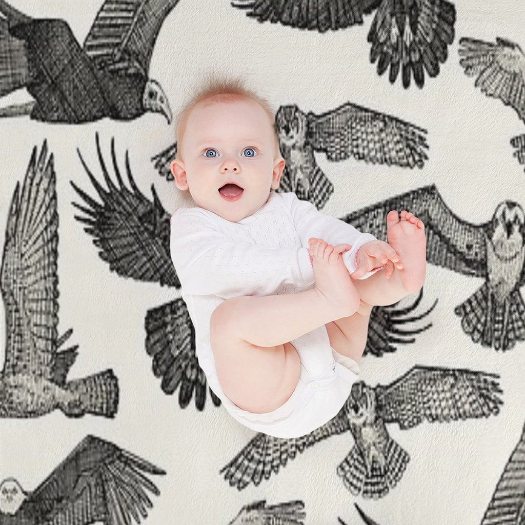 Birds of Prey Black Comfort Throw Blanket