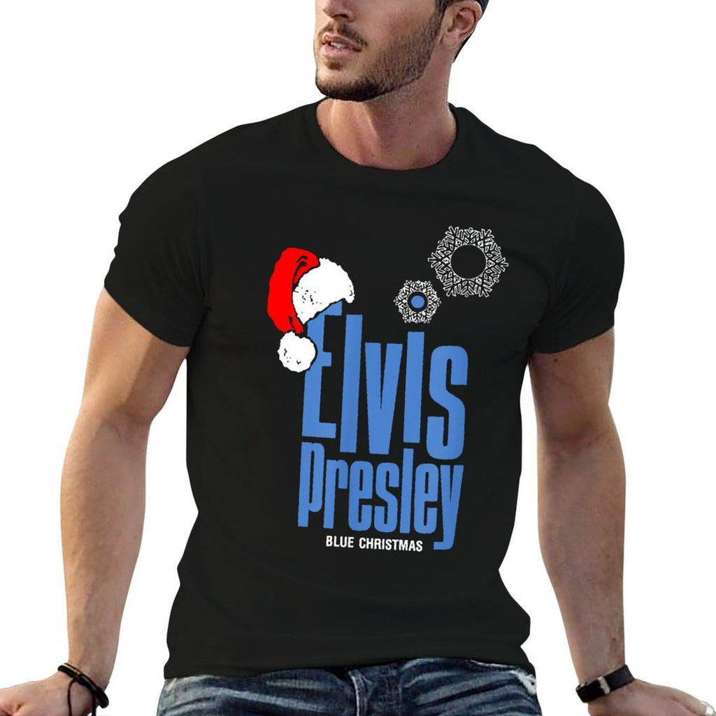 Blue Christmas Santa Hat  Tagless Design T-Shirt