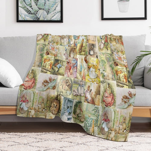 Beatrix Potter Collage Versatility Throw Blanket