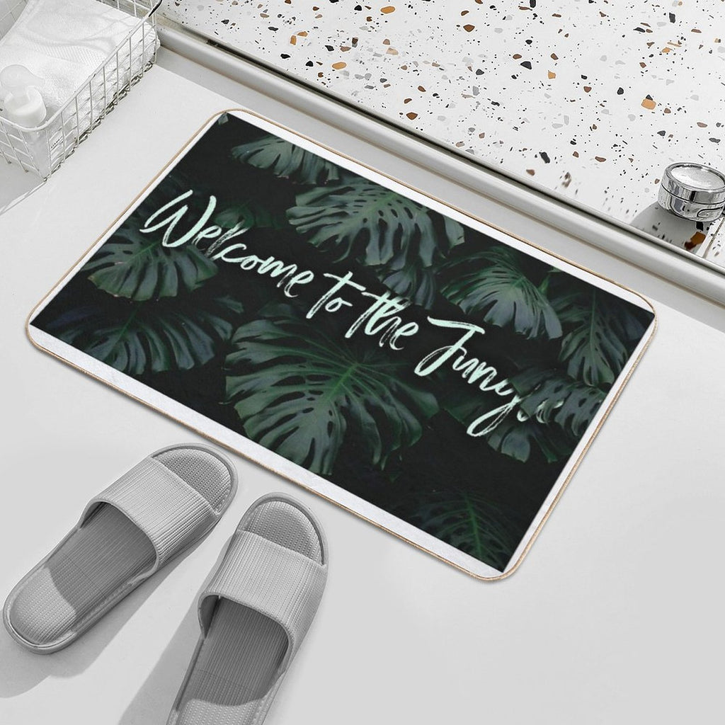 Welcome to The Jungle  Tropical Digital Collage  Long-Lasting Bath Mat