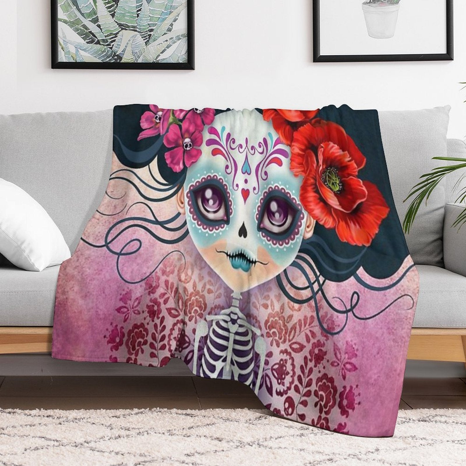 Amelia Calavera - Sugar Skull Premium Throw Blanket