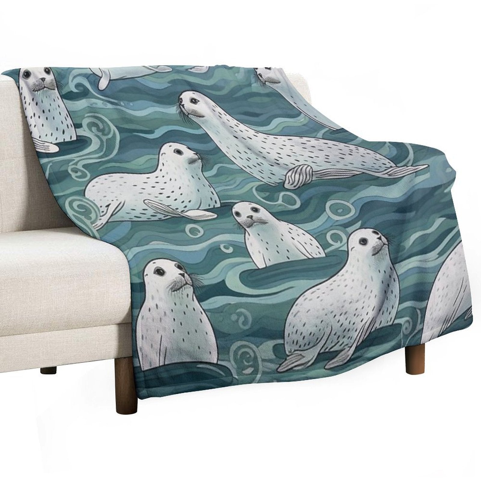 Harbor Seals Wrinkle-free Throw Blanket