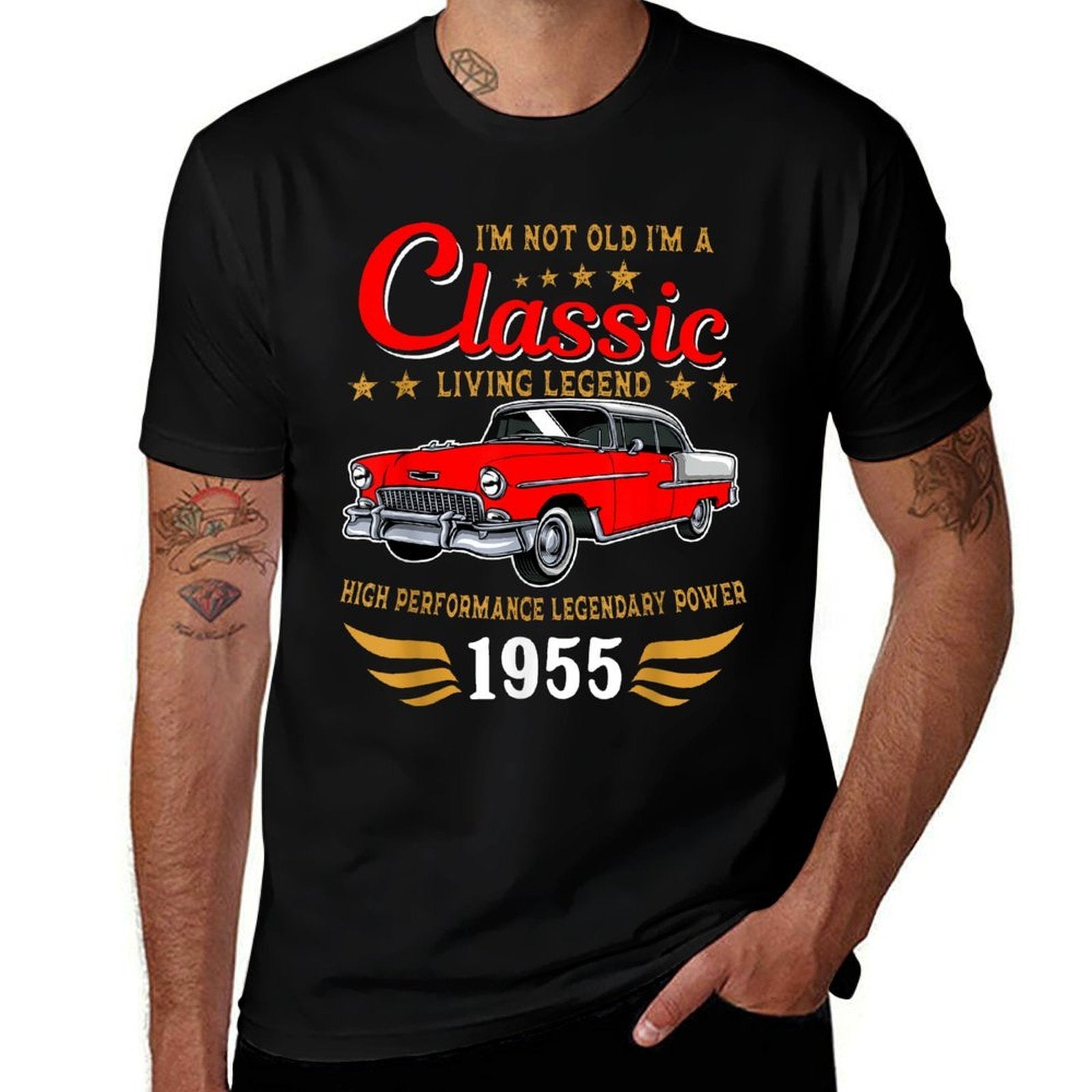 Vintage 1955 Birthday Classic Car for Legends Born In 1955  Tagless Design T-Shirt