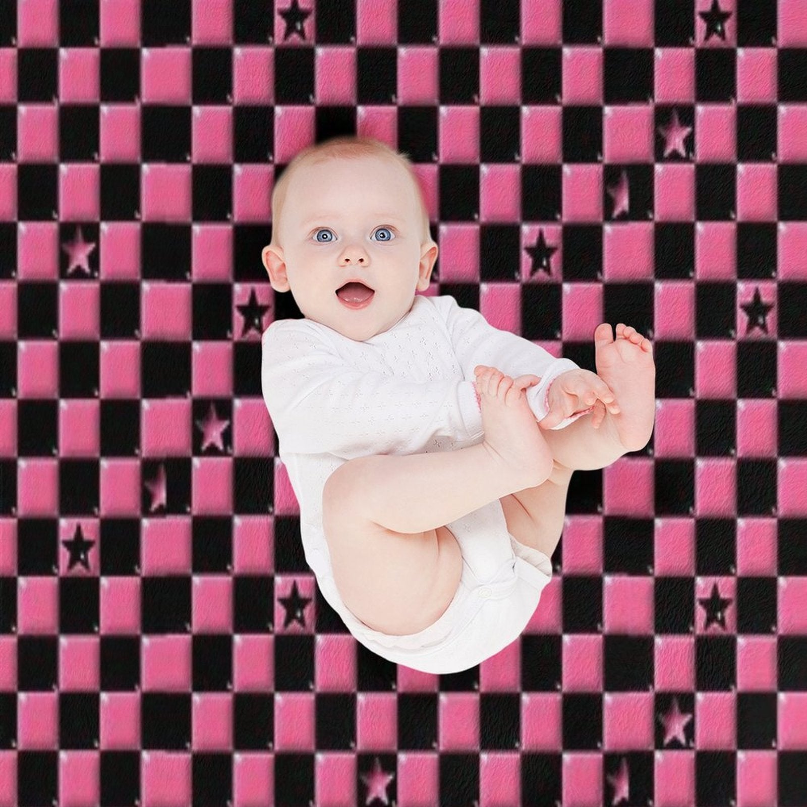 Emo Black And Pink Stars Machine-washable Throw Blanket