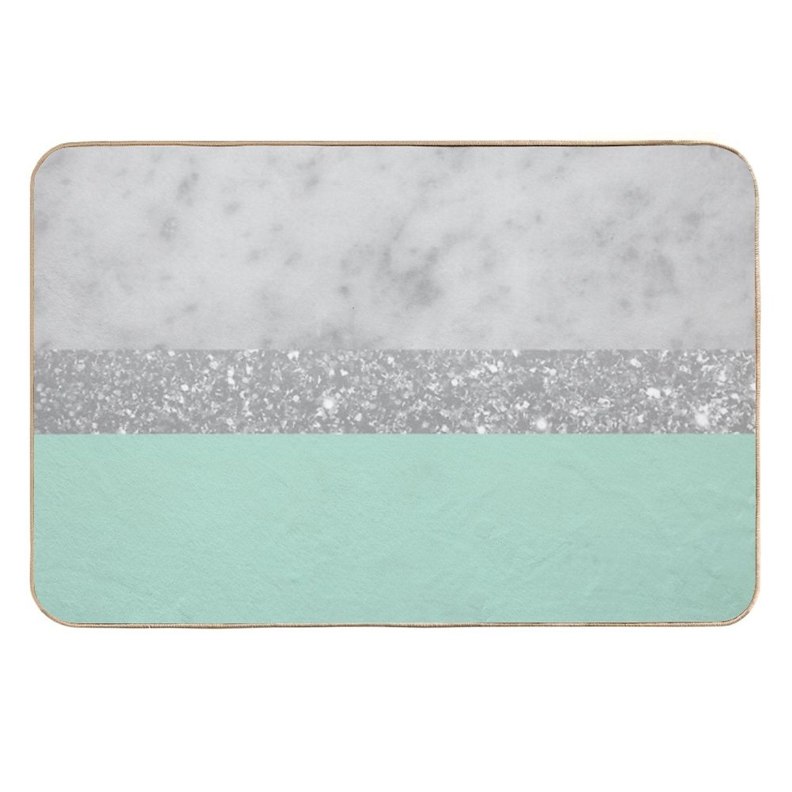 White Marble Mint Silver Stripe Glam #1 (Photo of Glitter Only - Not Reflective)  Toxin-Free Bath Mat