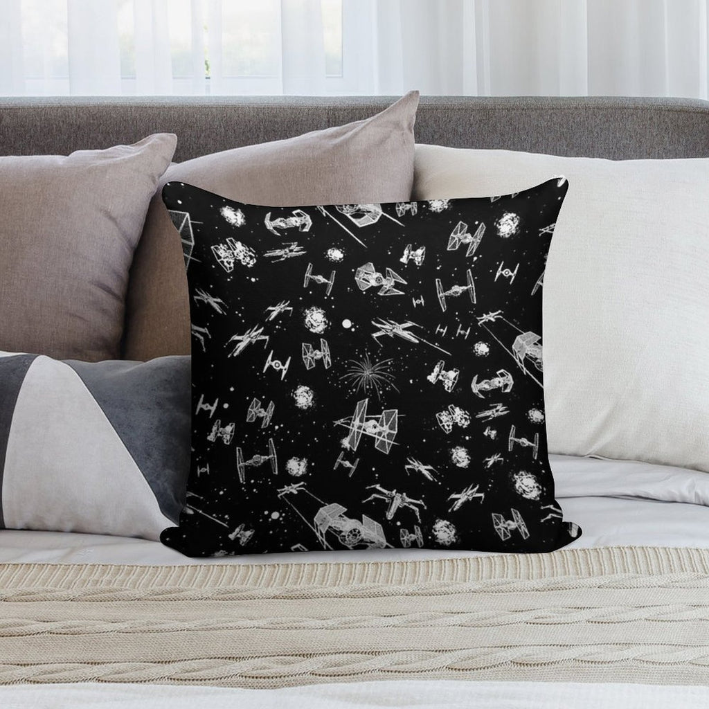 Space Ship Battle Soft Shrink-Resistant Throw Pillow
