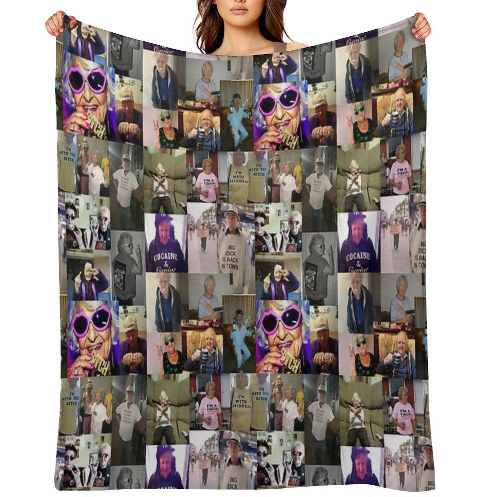 Funny Grandparents Aesthetic Collage Lightweight Throw Blanket
