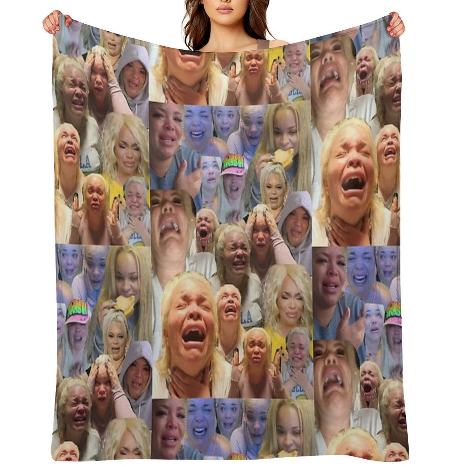 Trisha Pastas Crying on Her Kitchen Floor Collage Quick-dry Throw Blanket