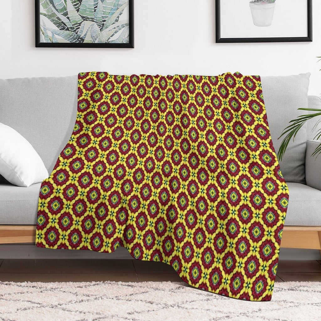 Golden Red Bouquet Grand Medallions Versatility Throw Blanket