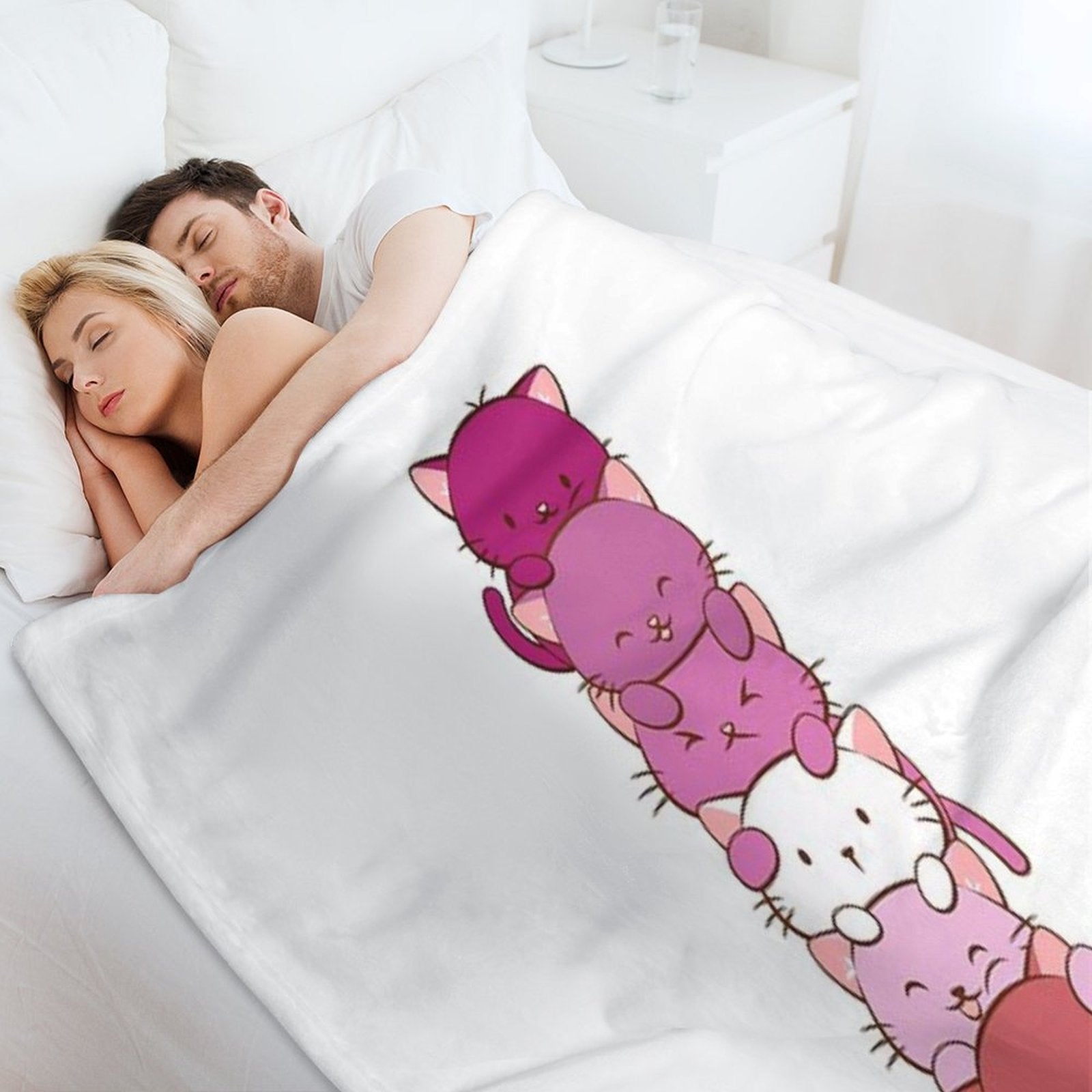 Lesbian Pride Flag Kawaii Cats Quick-dry Throw Blanket