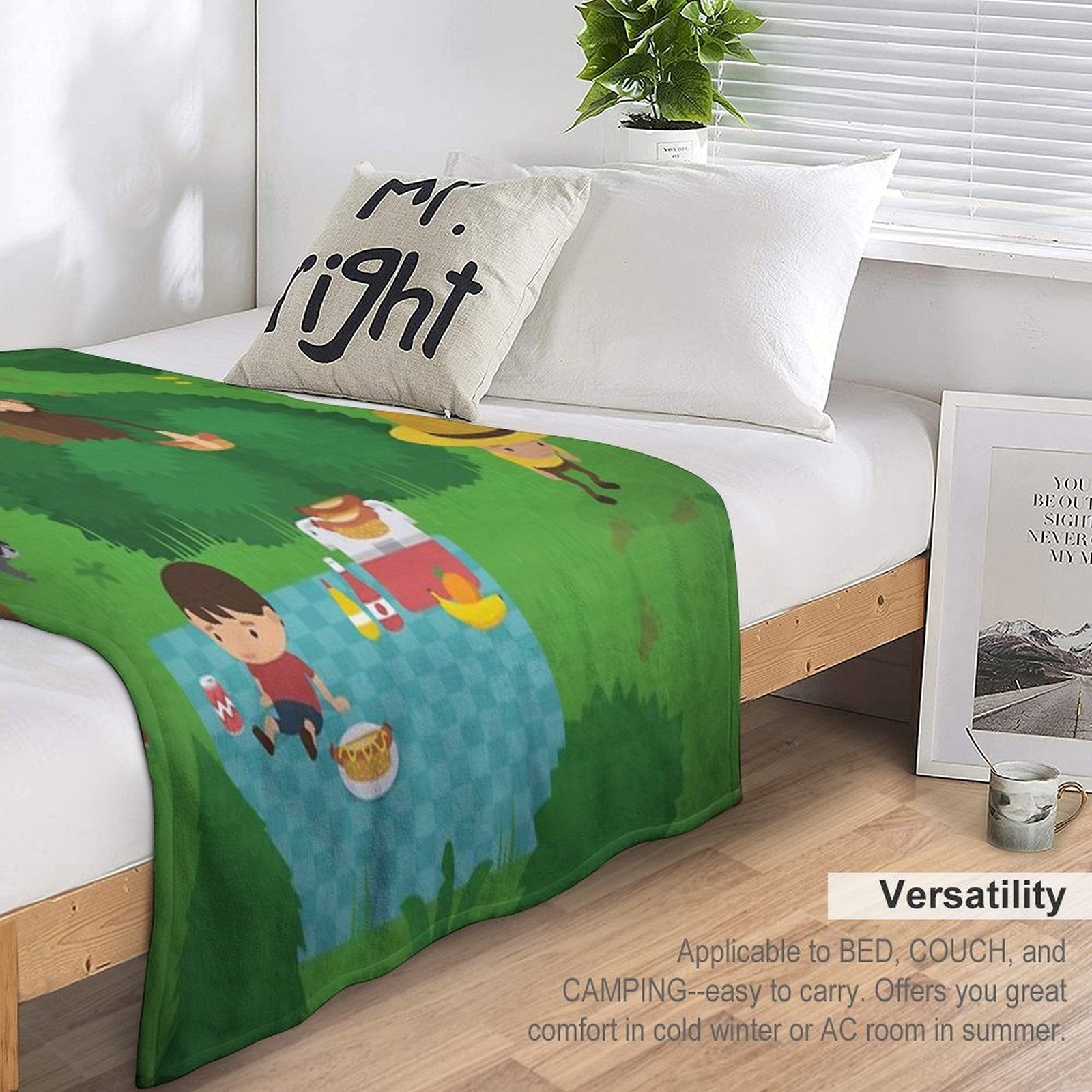 Sneaky Sasquatch Picnic Plush Throw Blanket