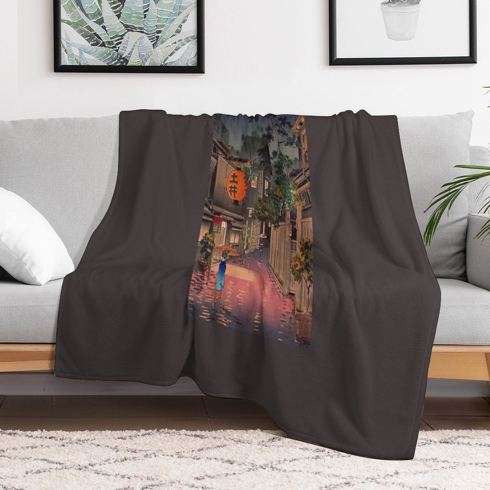 Night Street Rain Durable Throw Blanket