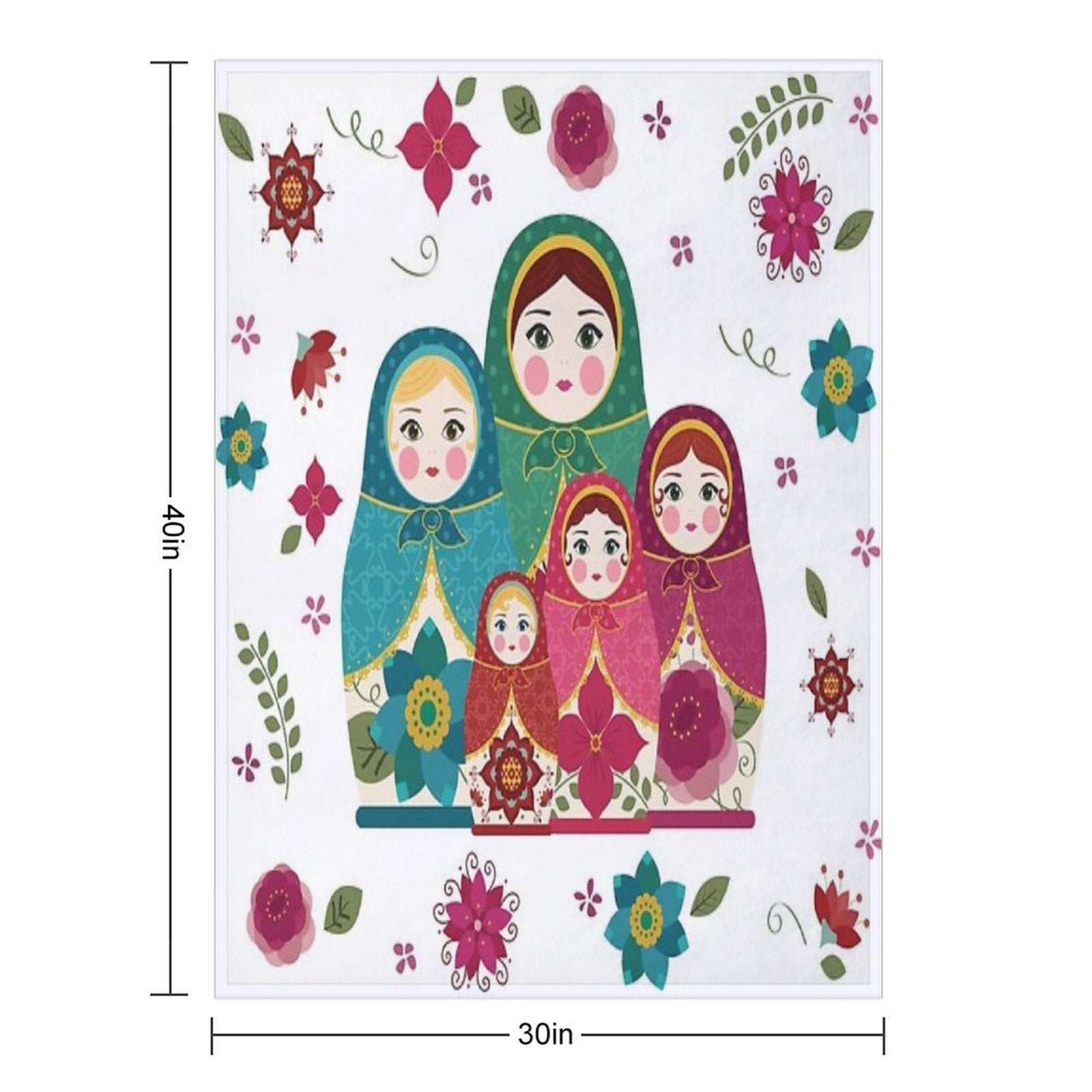 Russian Dolls White Sustainable Throw Blanket