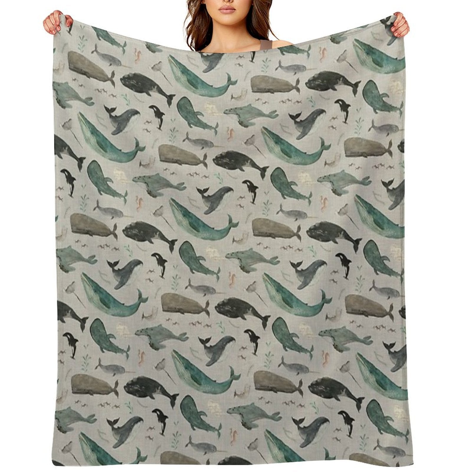 Whale Song Gray All-season Throw Blanket