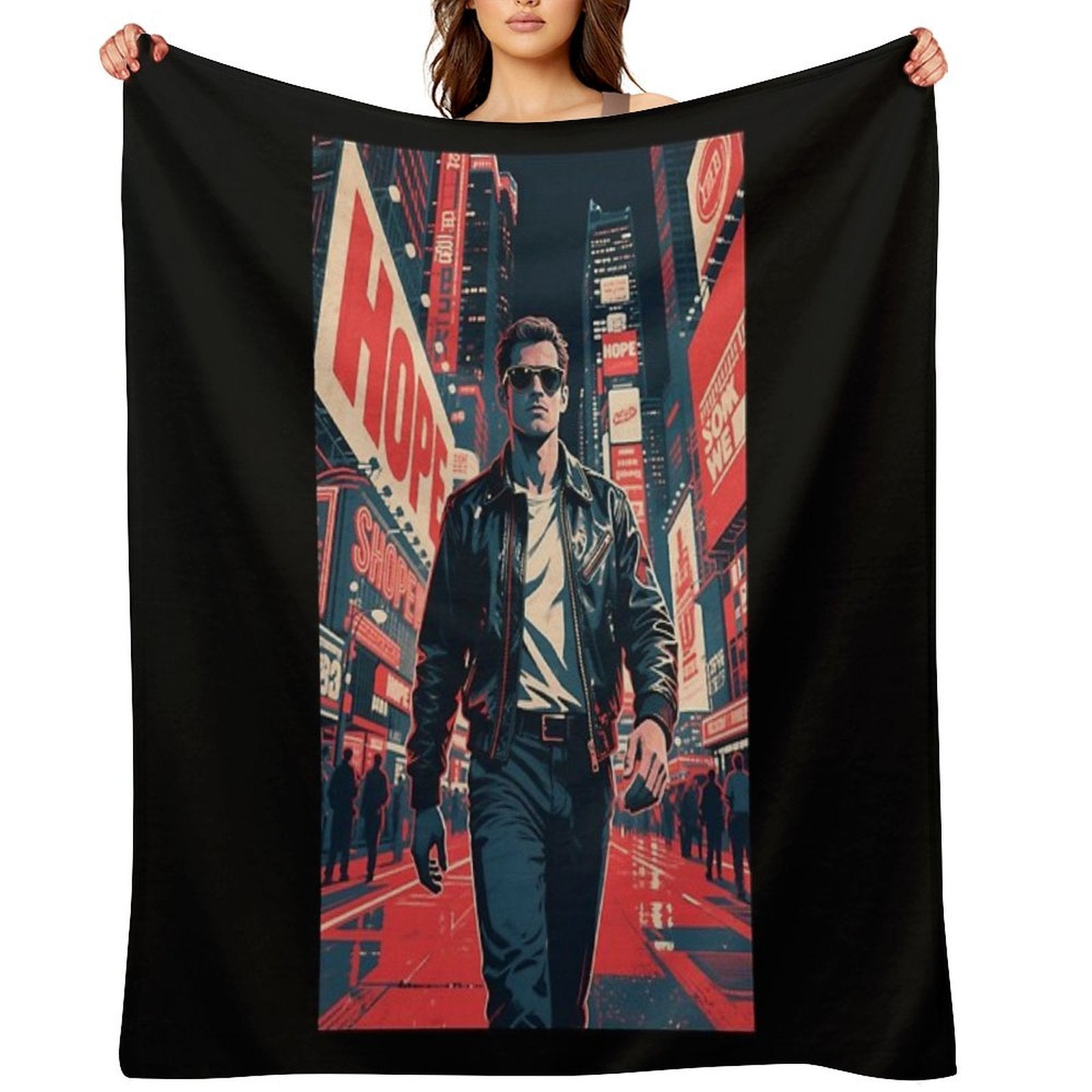 Times Square Rebel – Retro Street Style 80s Quick-dry Throw Blanket