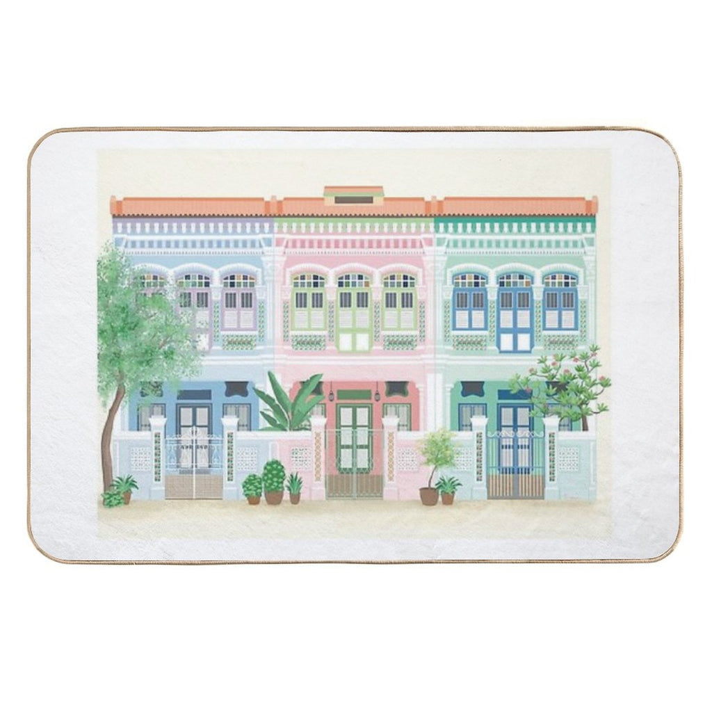 Peranakan Shophouses in Singapore  Multi-Purpose Bath Mat