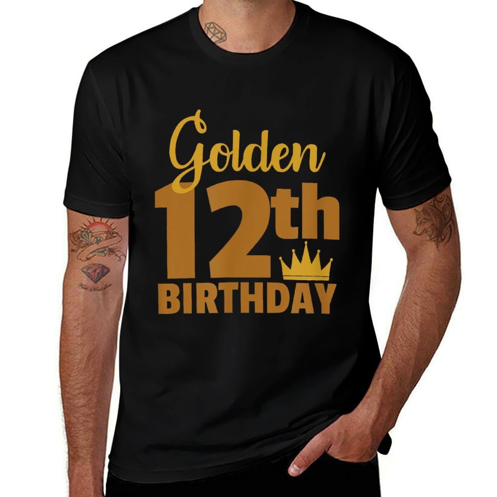 Golden 12th Birthday Twelve Year Old Special Occasion  Summer-ready Fabric T-Shirt