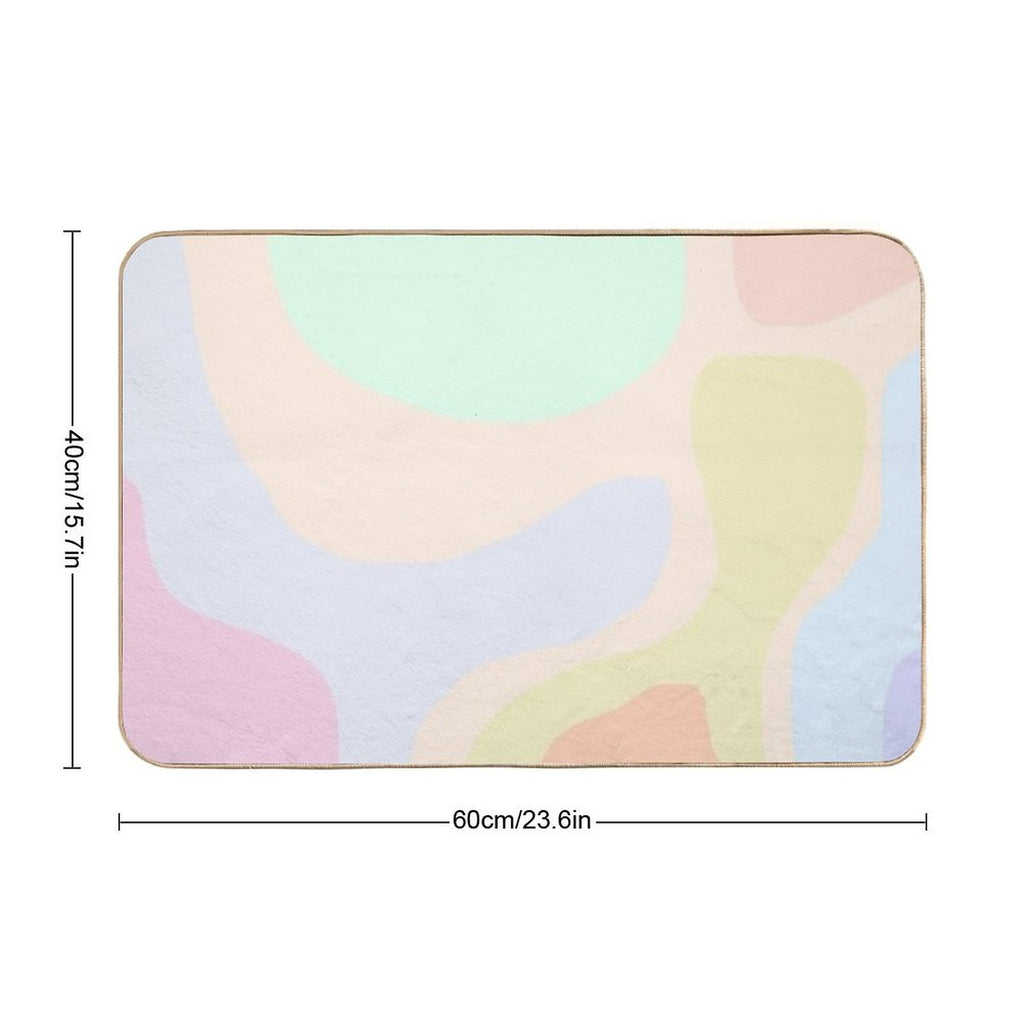 Minimalist Abstract Pastels Geometric Rounded Fun Shapes Tapestry  Non-Slip Bath Mat