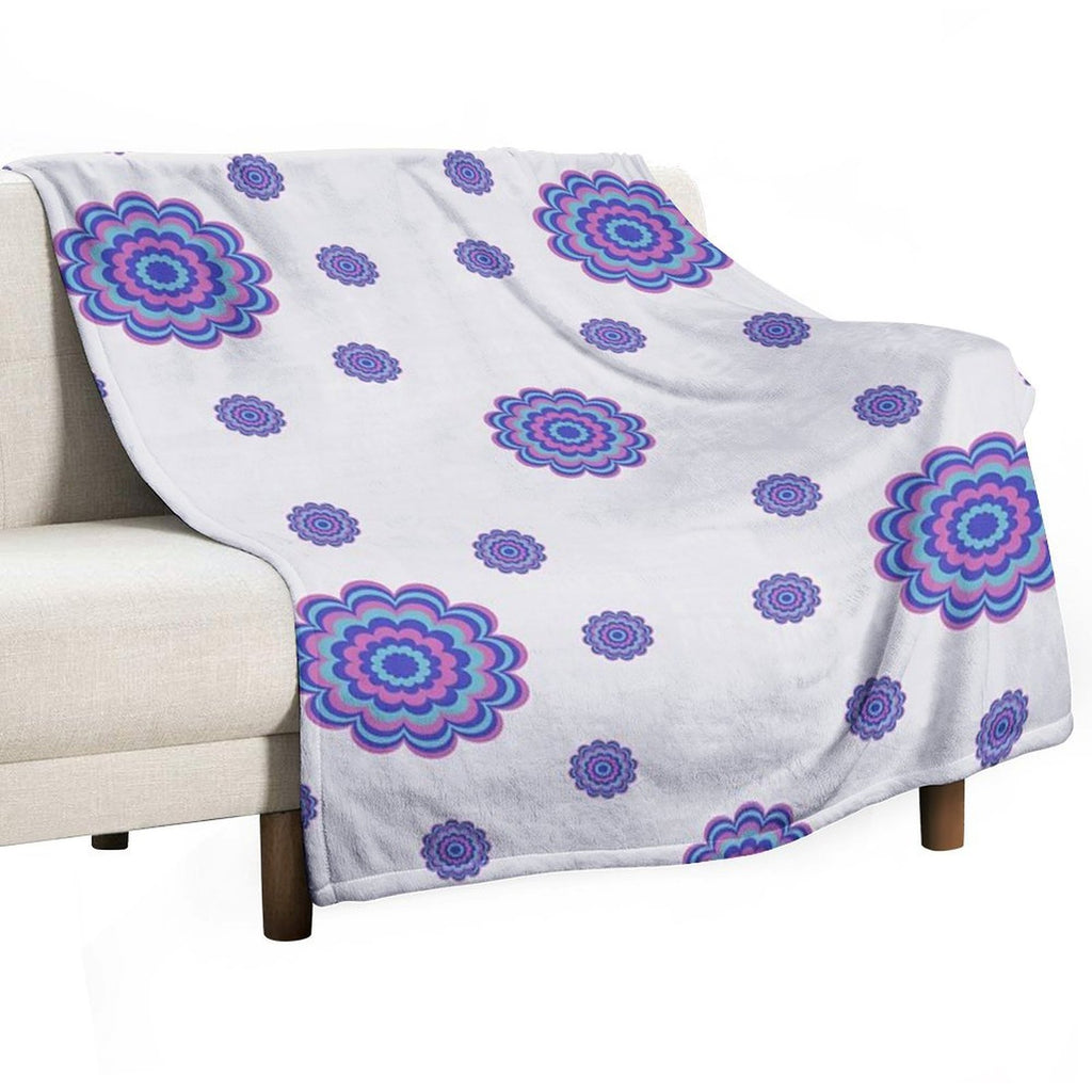Psychedelic Floral Mandala Pattern Velvety-soft Throw Blanket