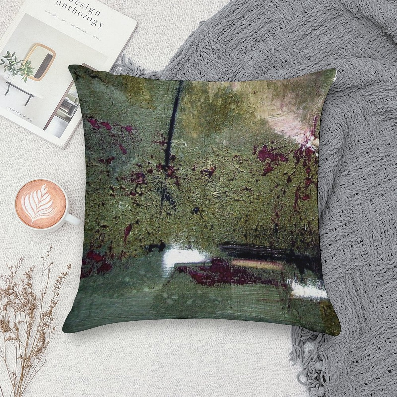 Sage And Plum Textured Abstract Soft Washable Throw Pillow