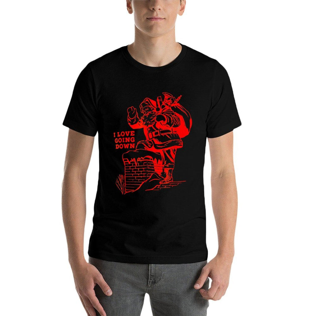 Inappropriate Christmas FUNNY Santa Claus I LOVE GOING DOWN  Rolled Sleeves T-Shirt