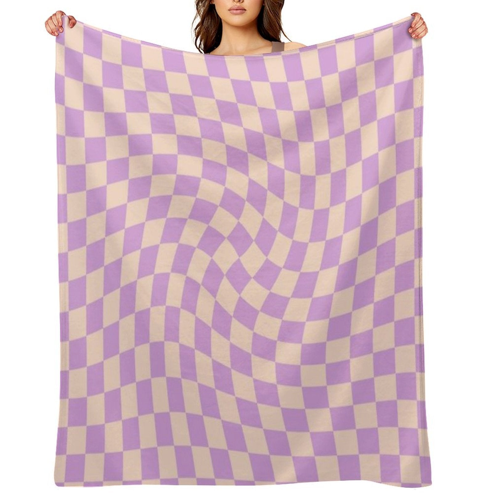 Check V - Lilac Twist Wrinkle-free Throw Blanket