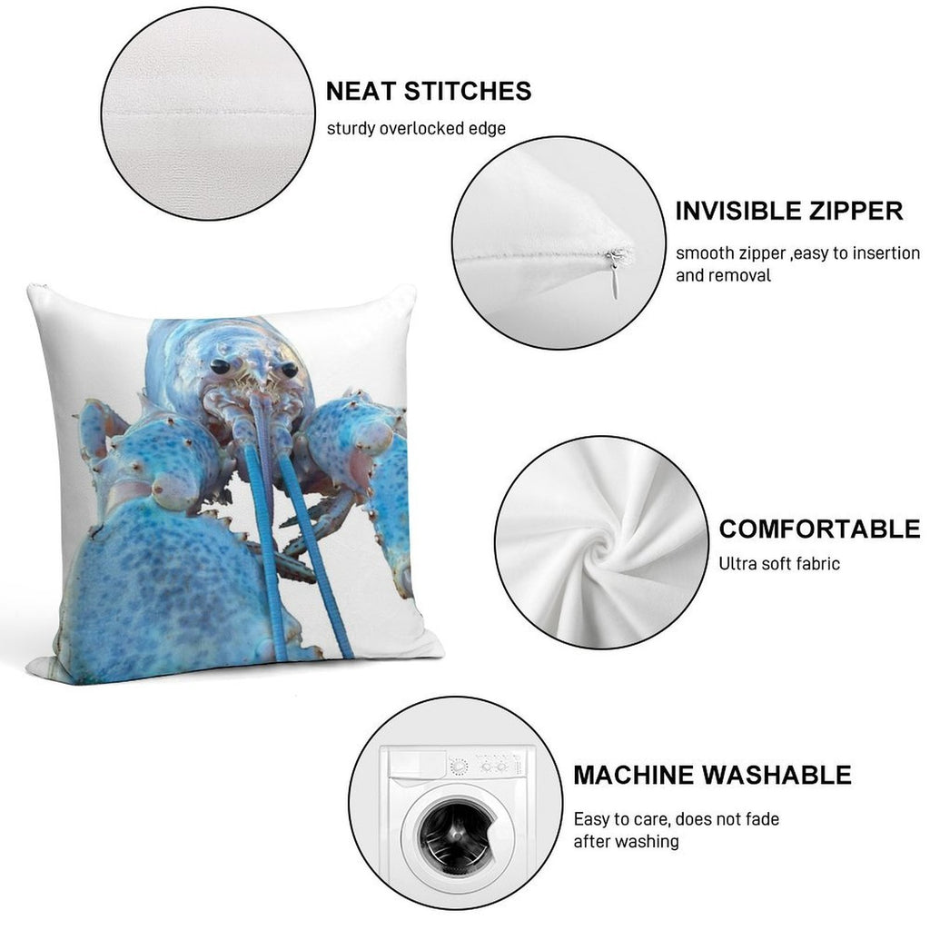 Blue Lobster Jumpscare Soft Home Decor Throw Pillow