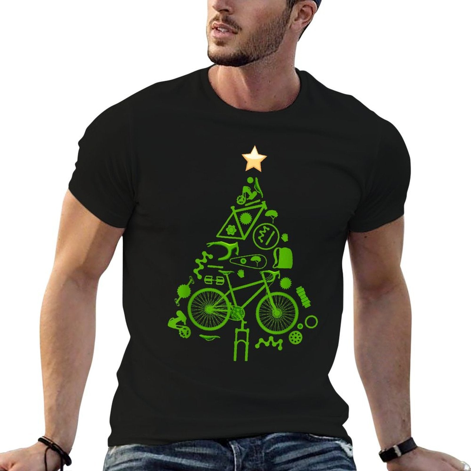 Bicycle Christmas Tree for Cyclists, Road Bikes, Triathlon  Tagless Design T-Shirt