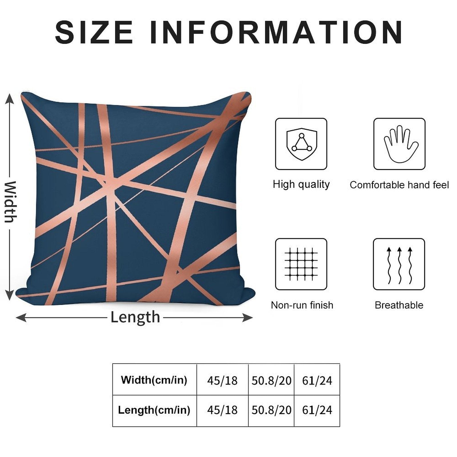 Navy Rose Gold Luxe Soft Style Accent Throw Pillow