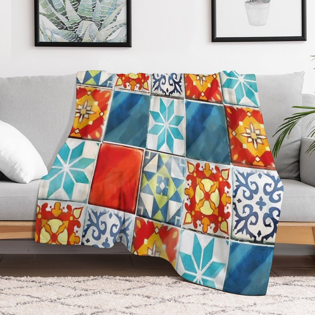 Colorful Azulejos Tiles from Azul Board Game Premium Throw Blanket
