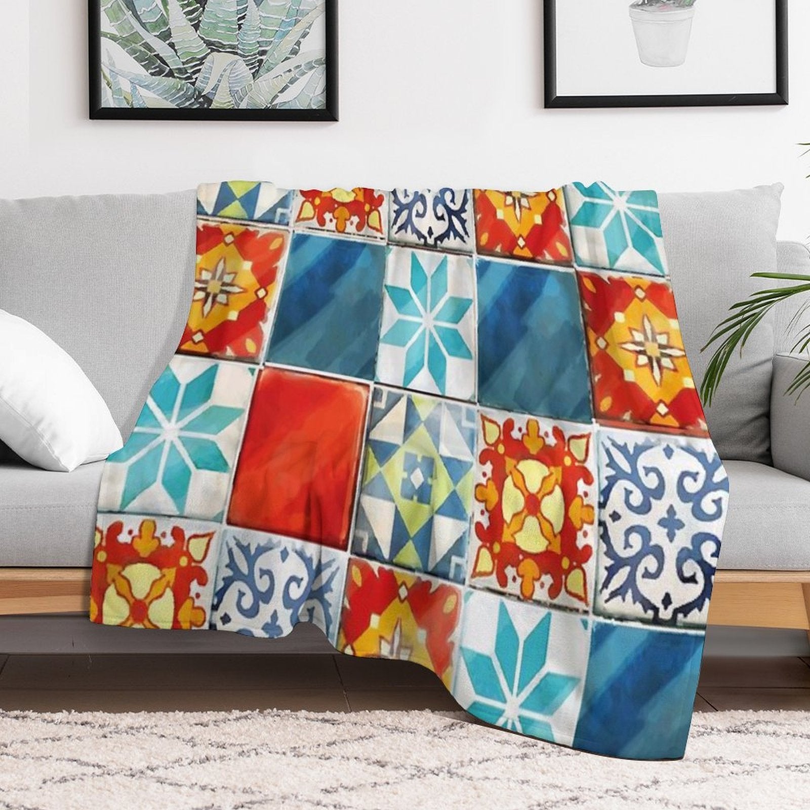 Colorful Azulejos Tiles from Azul Board Game Premium Throw Blanket