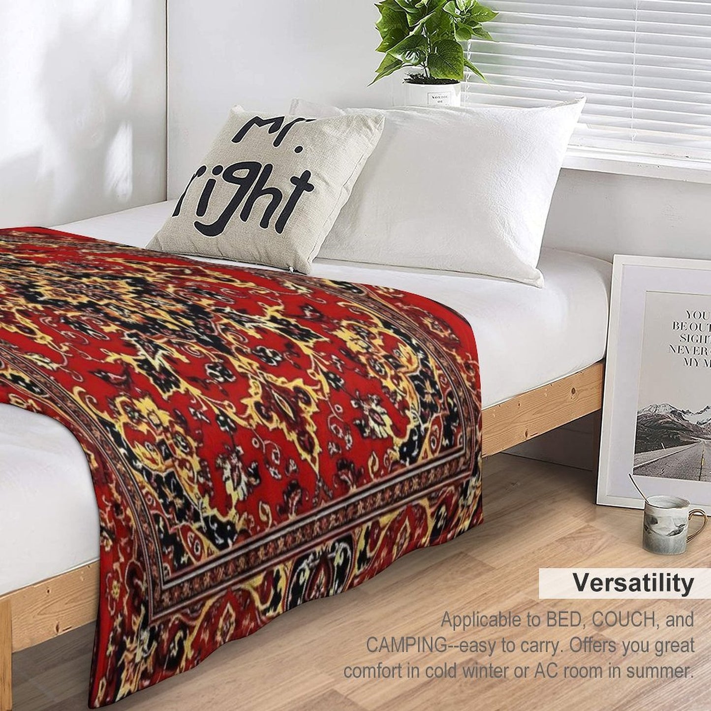 17th Century Afghanistan Rug Print Travel-friendly Throw Blanket