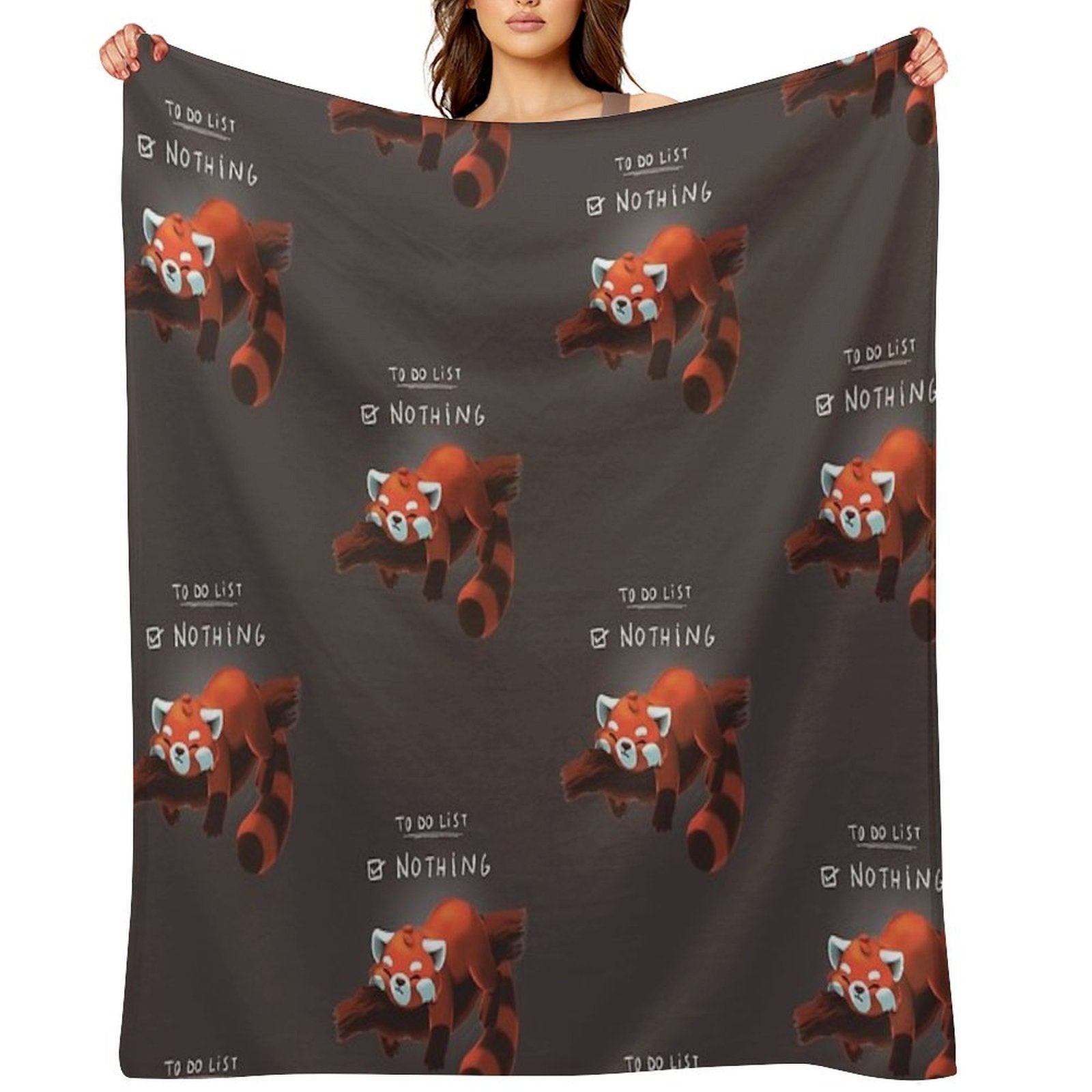 Red Panda Day - to Do List Nothing - Cute Fluffy Animal - Procrastinate Durable Throw Blanket