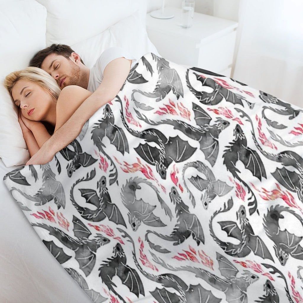 Dragon Fire Greys & Blacks Sustainable Throw Blanket