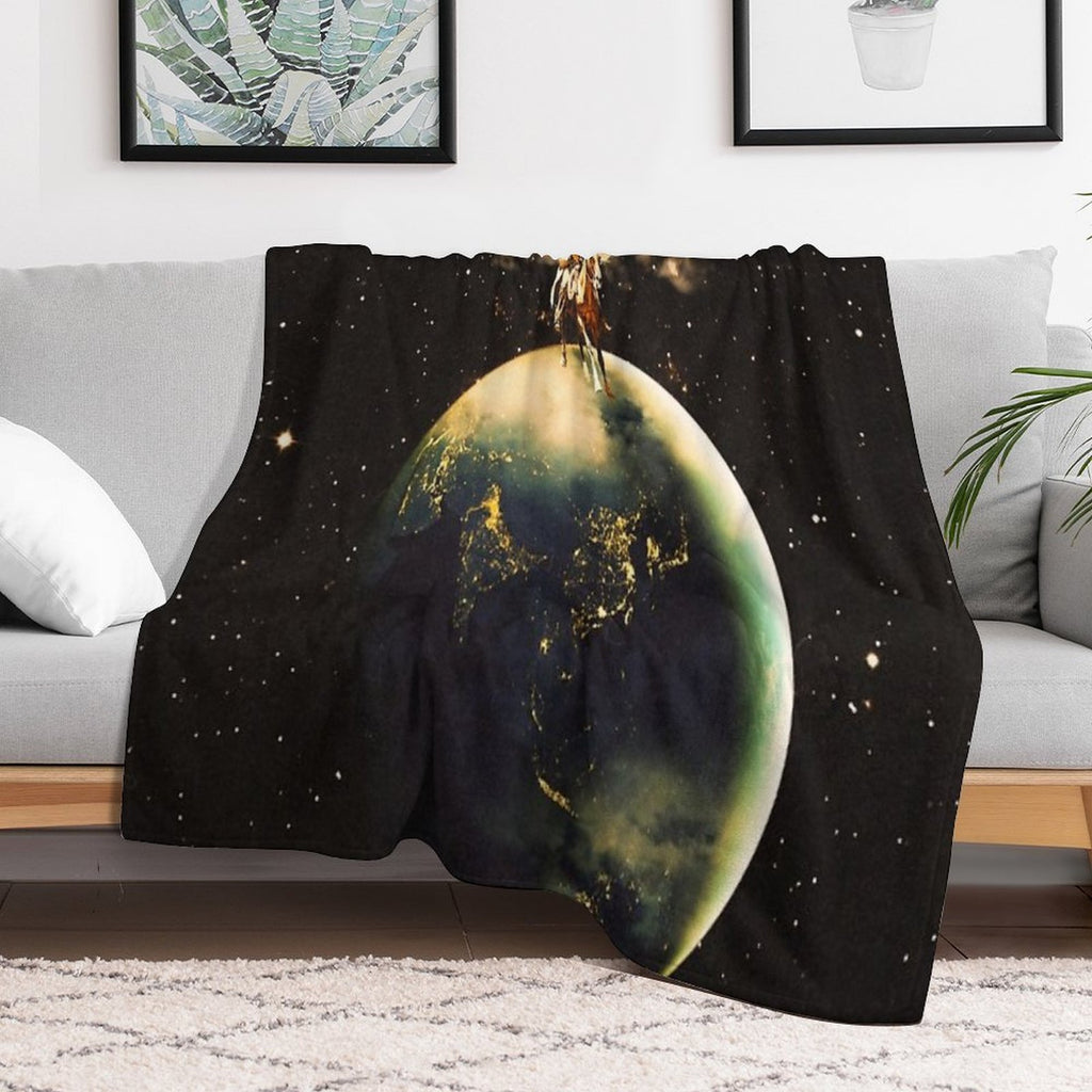 Cowboy In Space Plush Throw Blanket