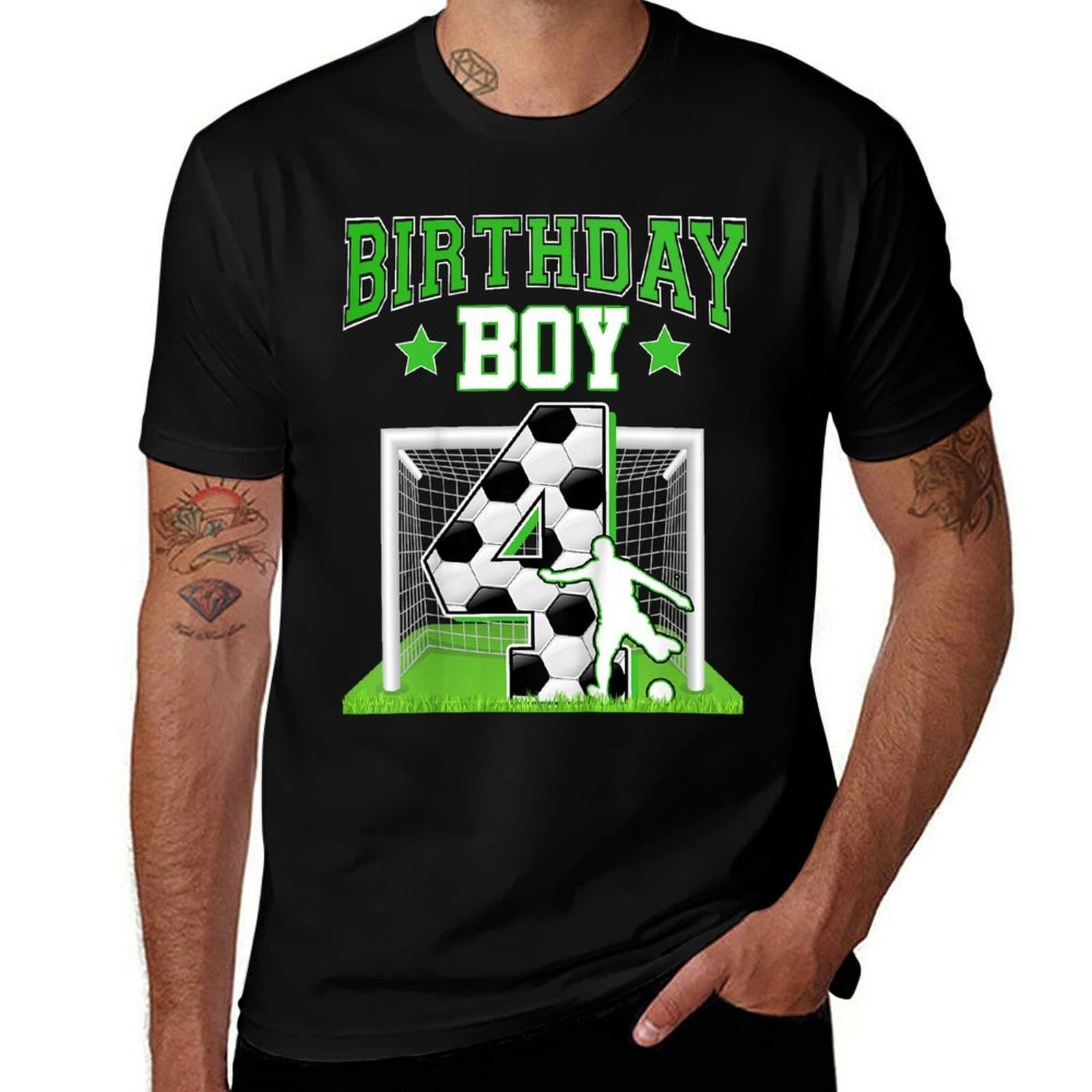 Kids Soccer Ball 4th Birthday Boy 4 Year Old Baller Player Party  Moisture-wicking T-Shirt