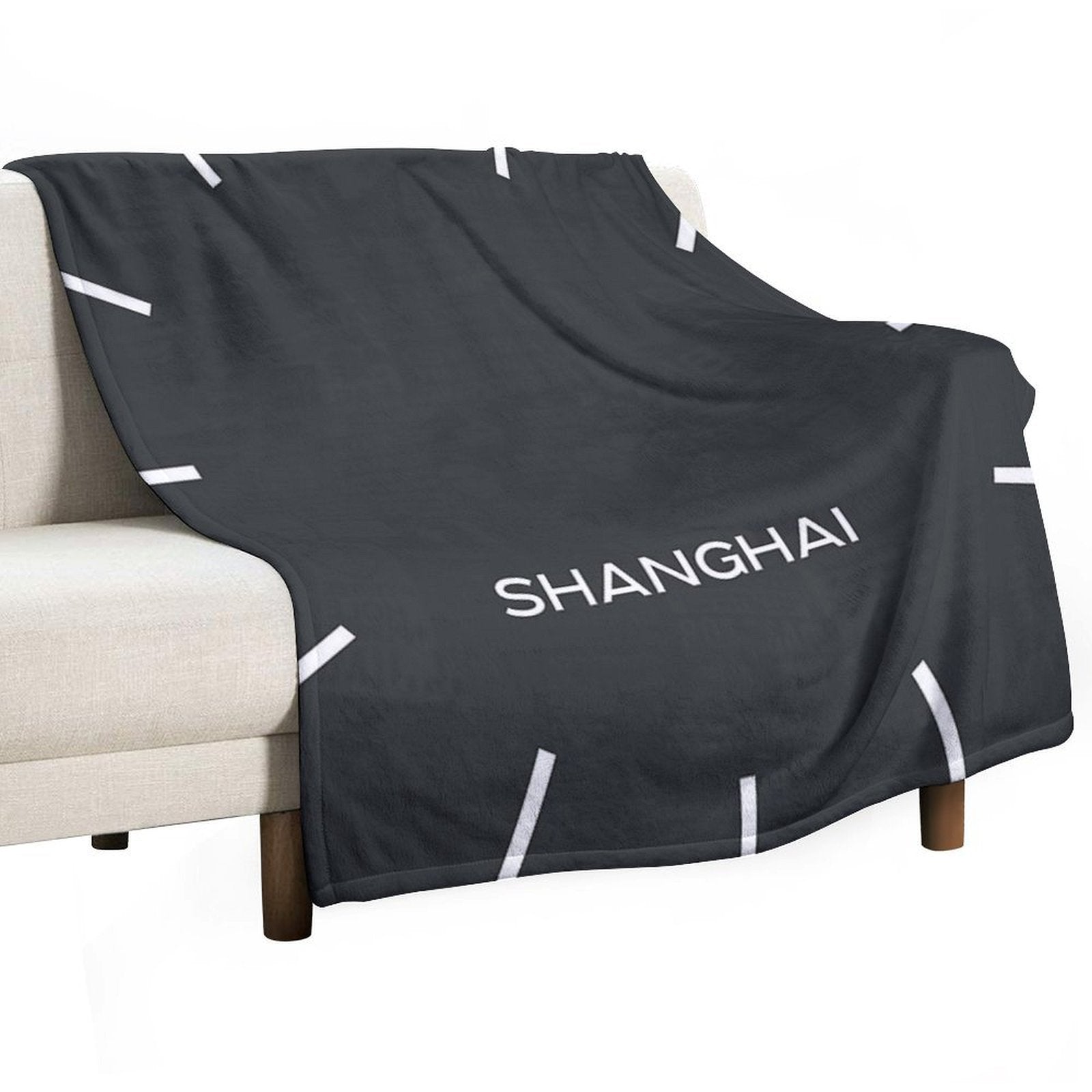 Shanghai Time Zone World Wall Clock-Phantom Black Shrink-resistant Throw Blanket