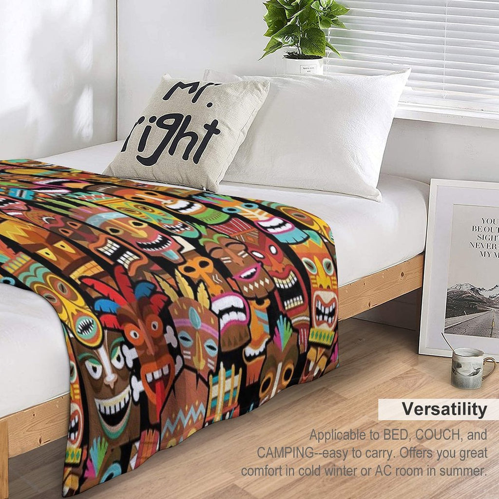 Tiki Pattern Anti-pilling Throw Blanket