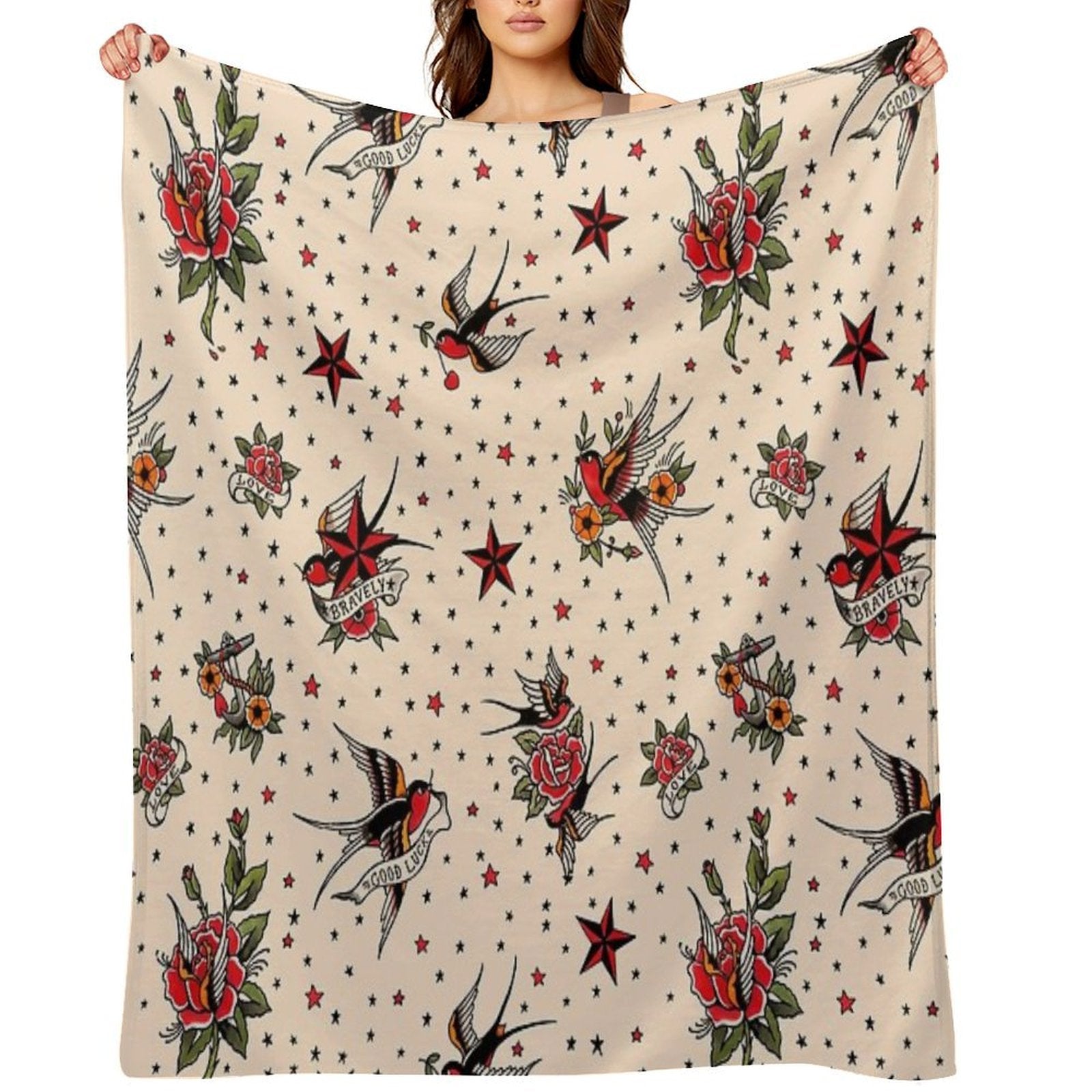 Tattoo Flash Machine-washable Throw Blanket