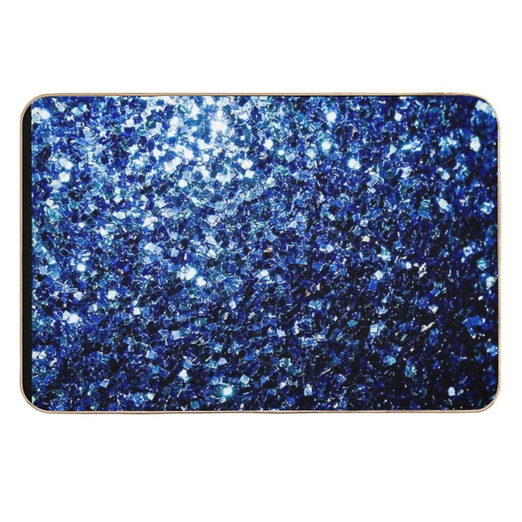 Dark Blue Faux Glitter Sparkles (Photo of Glitter - Not Reflective)  High-Traffic Bath Mat