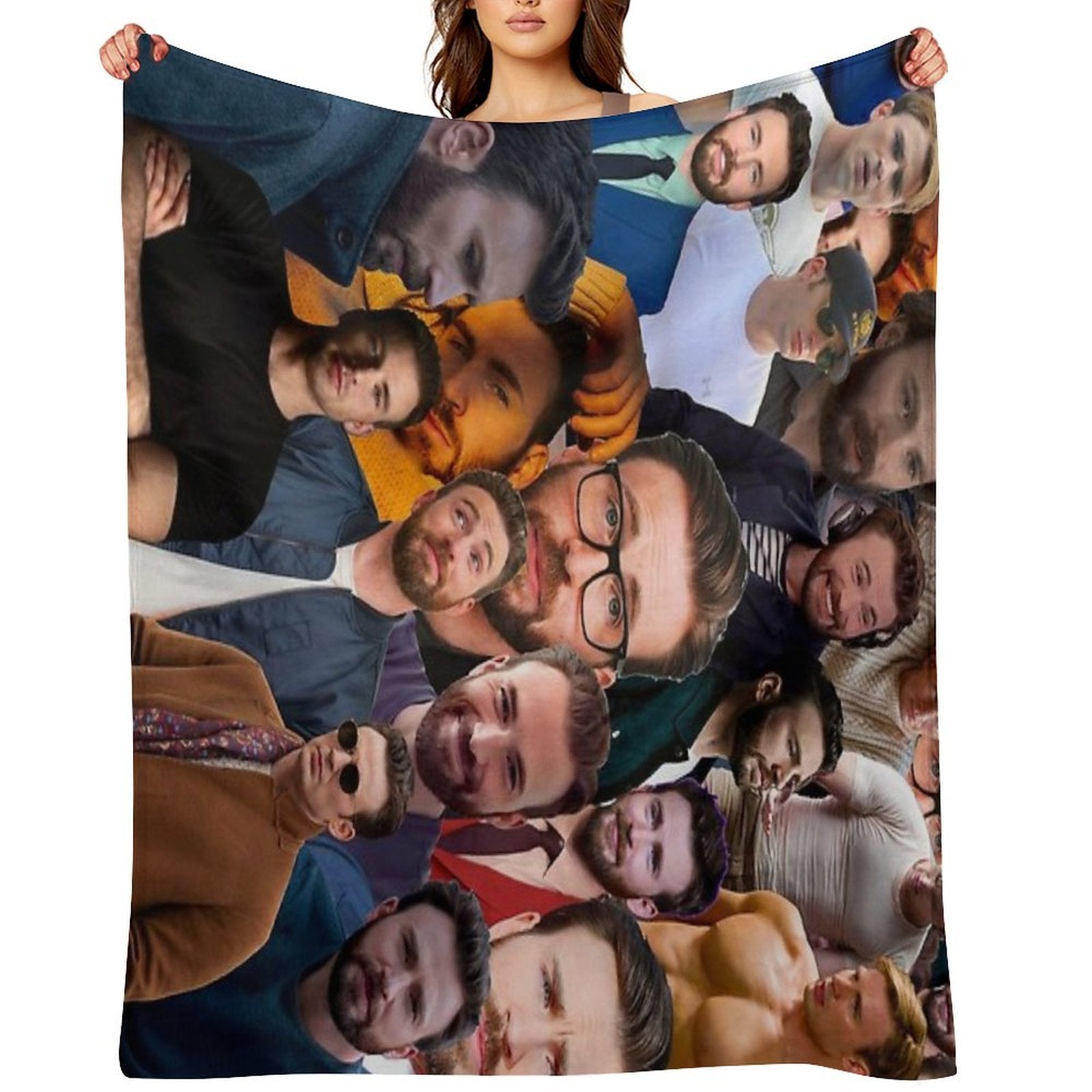 Chris Evans Photo Collage Easy Care Throw Blanket